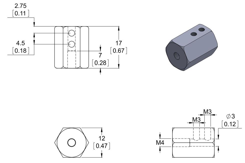 Adaptateur De Roue Hexagonale De 12 Mm Pour Tige De 3 Mm Paquet De 2