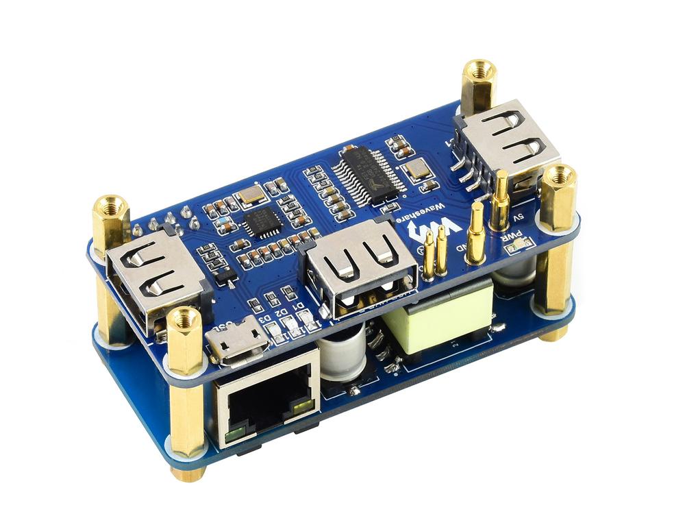 Ethernet Additional Rj45 Raspberry Waveshare PoE Ethernet / USB HUB HAT Raspberry Pi Zerolle, 1x RJ45, 3x ...