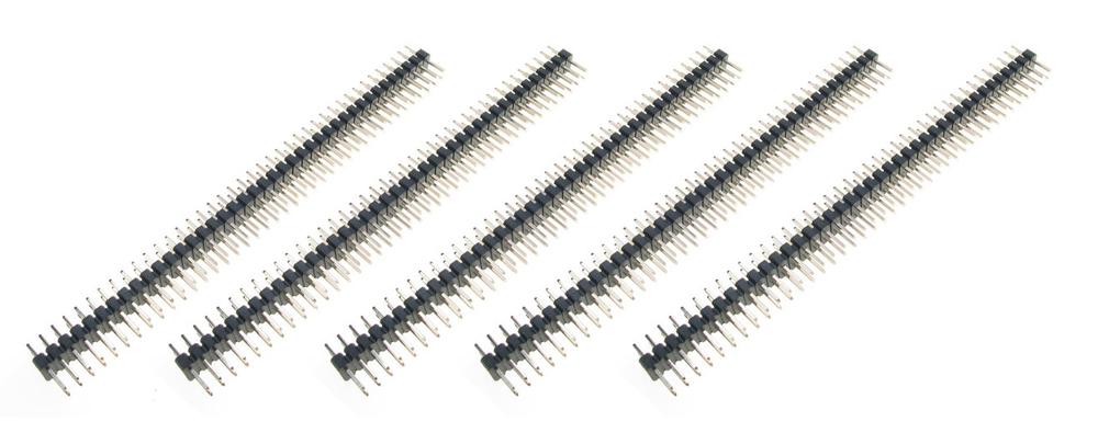 Cabeçalhos masculinos 2x40 retos 2,00mm pretos - 5 peças