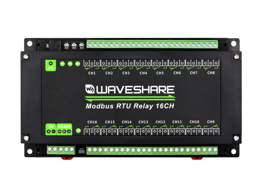 Waveshare Modbus RTU 16-Ch Relay Module, RS485 Interface, With Multiple Isolation Protection Circuits