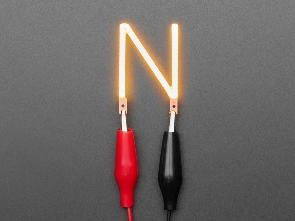 Adafruit Alfabet LED Filament - Warm Witte Letter "N"