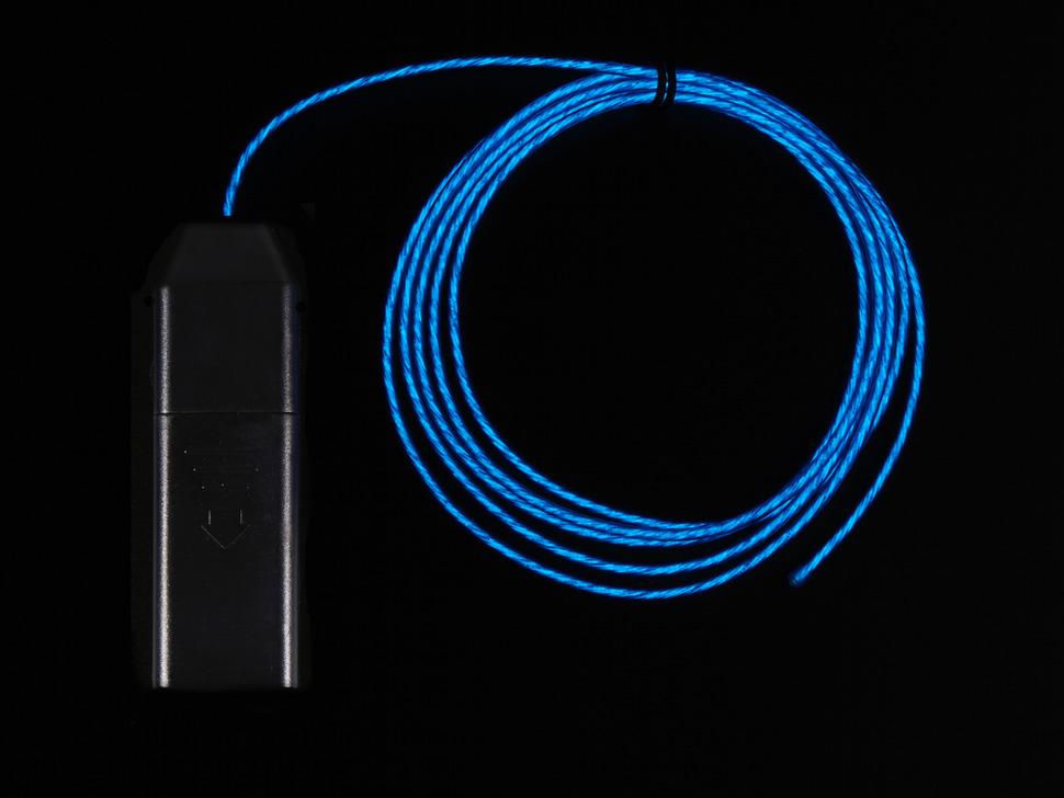 Adafruit EL Flowing Effect Wire met omvormer - Blauw 2,0 meter (6,5 ft)