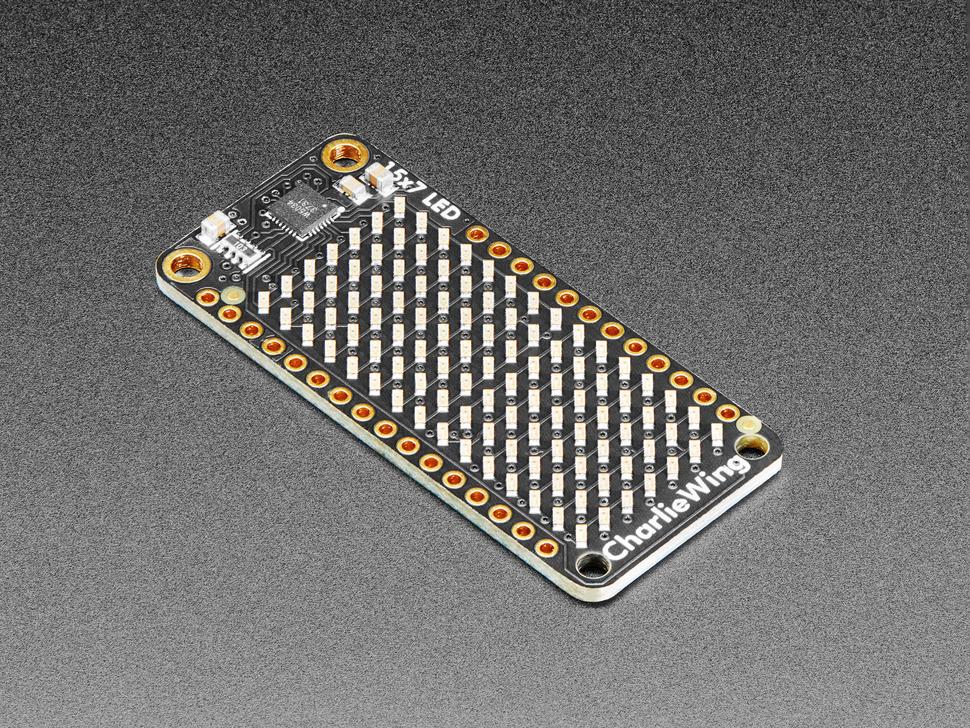 Adafruit 15x7 CharliePlex LED Matrix display FeatherWing Geel