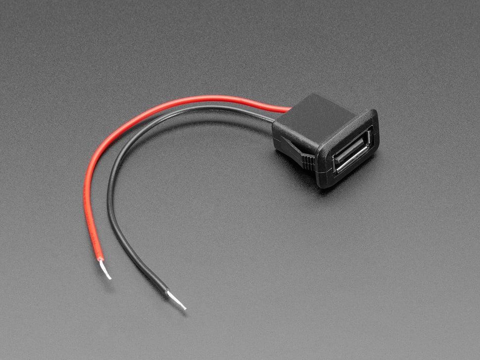 Adafruit Inklapbaar Paneelmontagekabel - USB-A aansluiting naar 2 draden