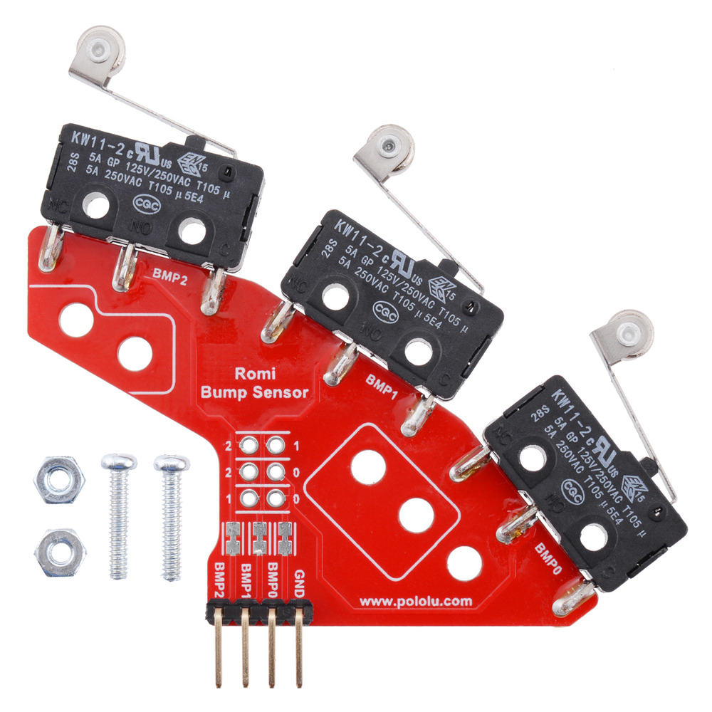 Pololu Højre kofangerkontakt samling til Romi/TI-RSLK MAX (gennemhul pins loddet)