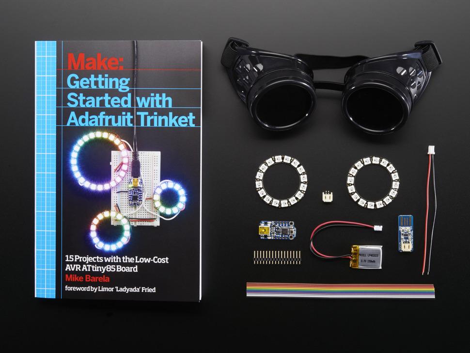 Adafruit Aan de slag met het trinket + NeoPixel Goggles-pakket