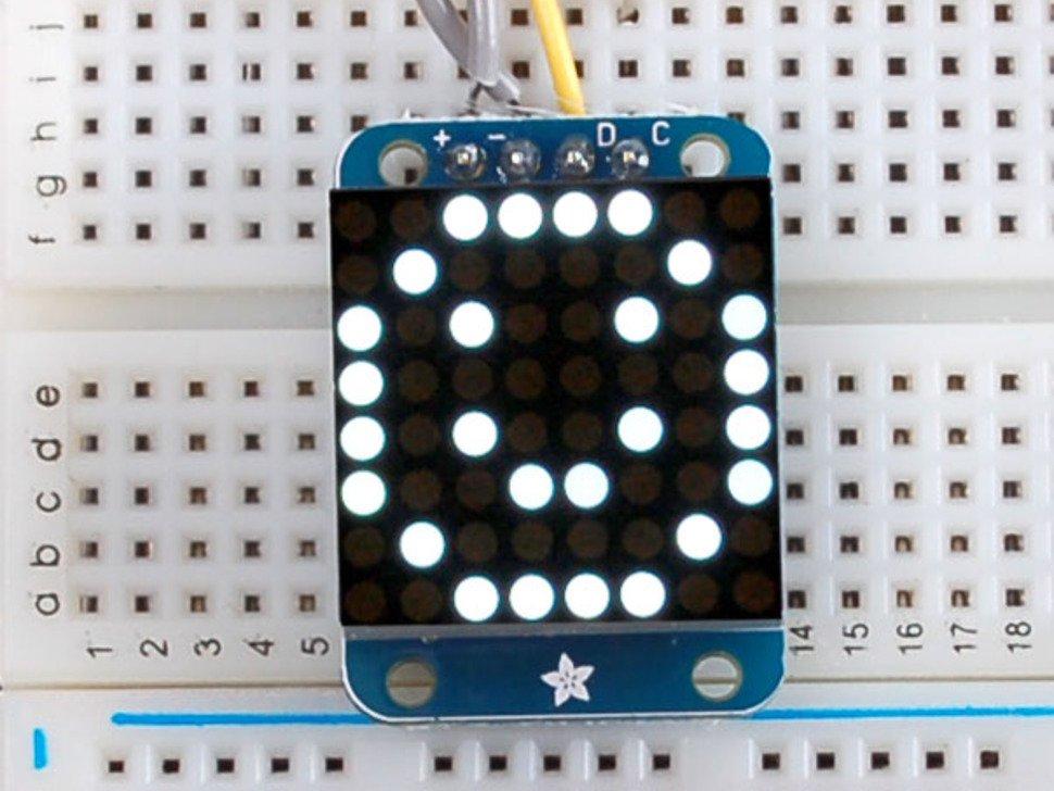 Adafruit Mini 8x8 LED-matriisi I2C-repulla - erittäin kirkas valkoinen