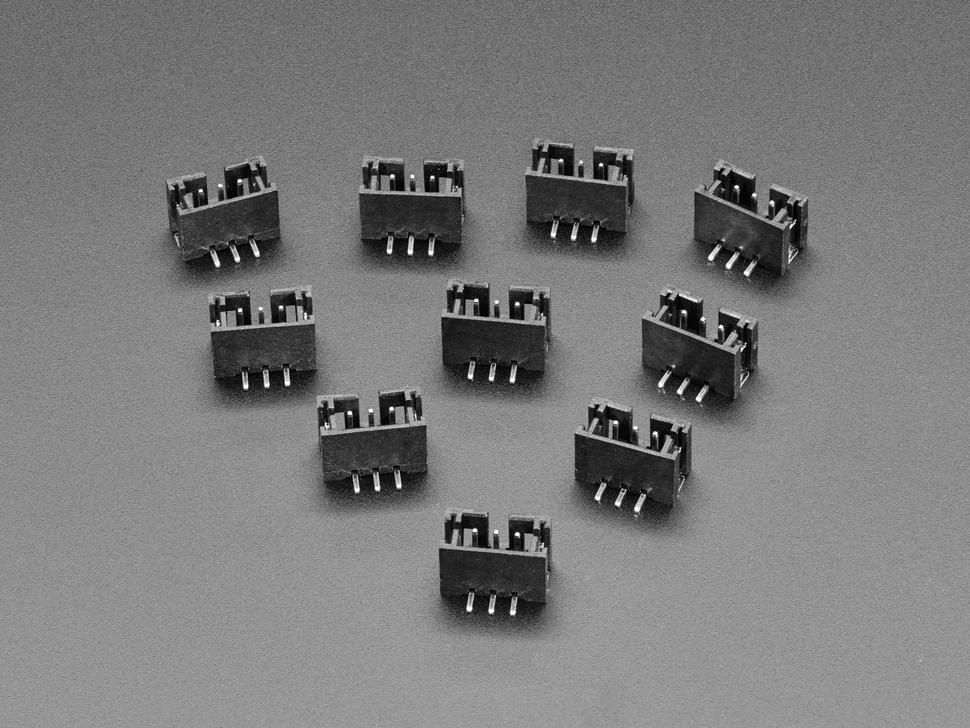 Adafruit 2 mm 3-pins verticale connector - JST PH-compatibel - 10 stuks