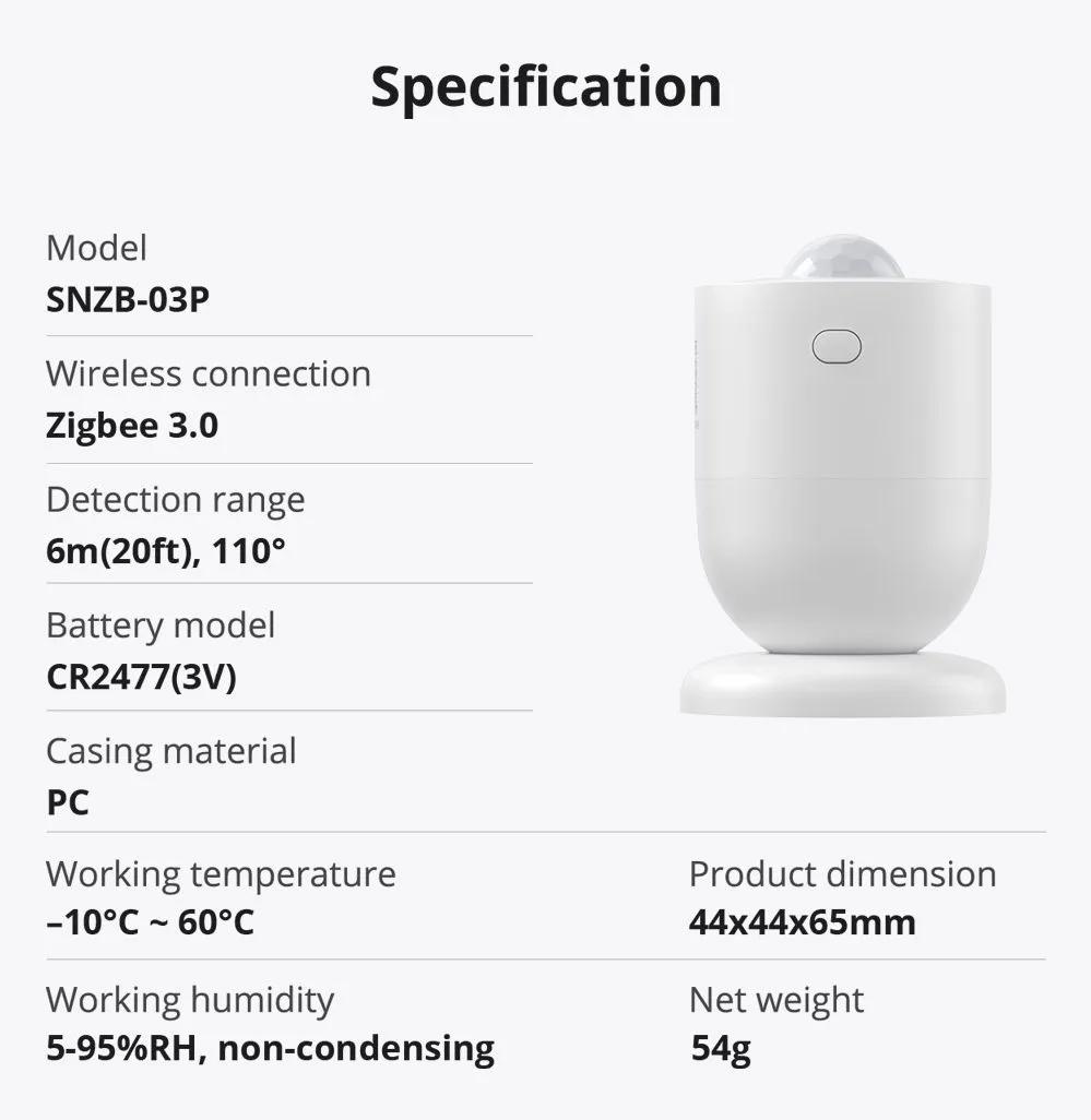 Sensor De Movimento SONOFF Zigbee | SNZB-03P - Opencircuit