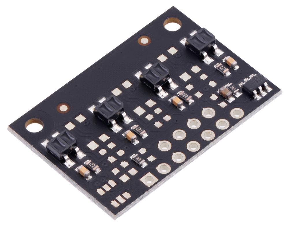 Matriz de sensores de reflectancia QTR-MD-04RC: 4 canales, paso de 8 mm, salida RC