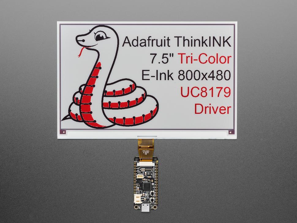 Adafruit 7,5" 800x480 driekleuren eInk / ePaper - Kaal display
