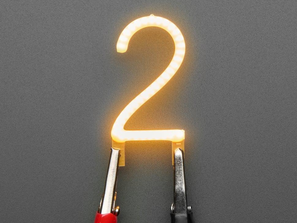 Adafruit Nummer LED Filament - Warm Wit "2"
