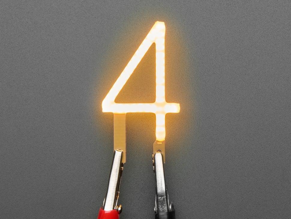 Adafruit Nummer LED Filament - Warm Wit "4"