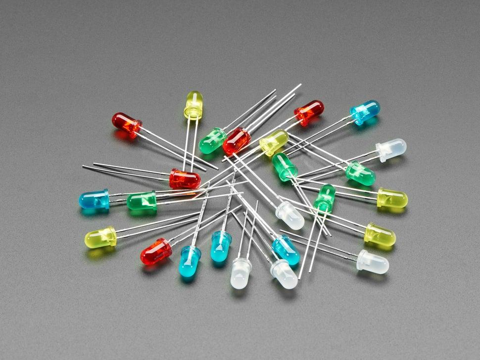 Adafruit Diffuus 5 mm LED-pakket - 5 LED's elk in 5 kleuren - 25 stuks