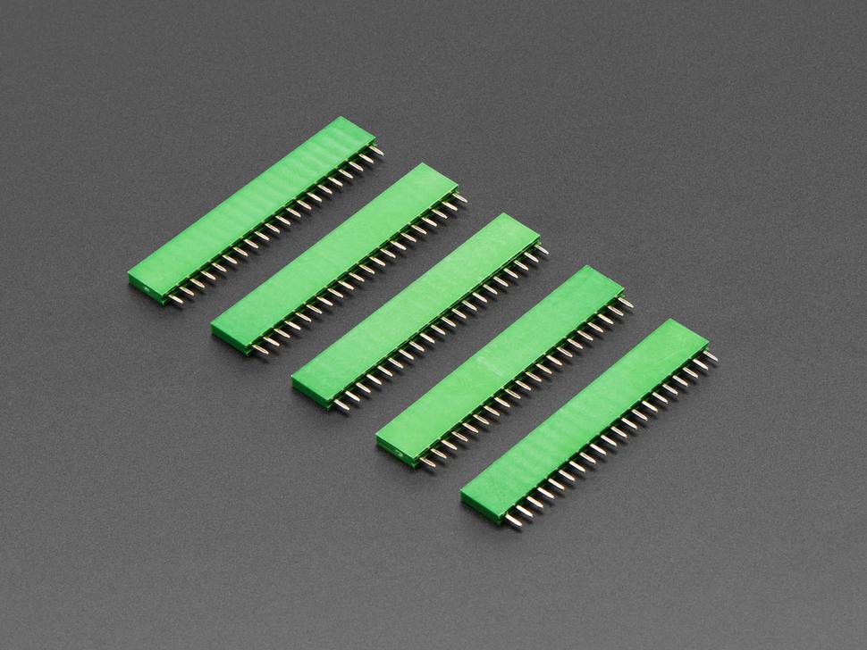 Adafruit 20-pins 0,1" female header - green - 5 stuks