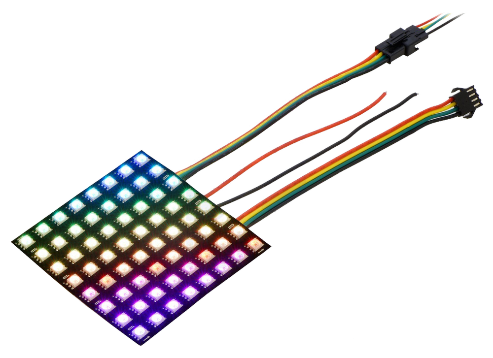 Adresseerbaar RGB 8x8-LED Flexibel Paneel, 5V, 10mm Grid (APA102C)