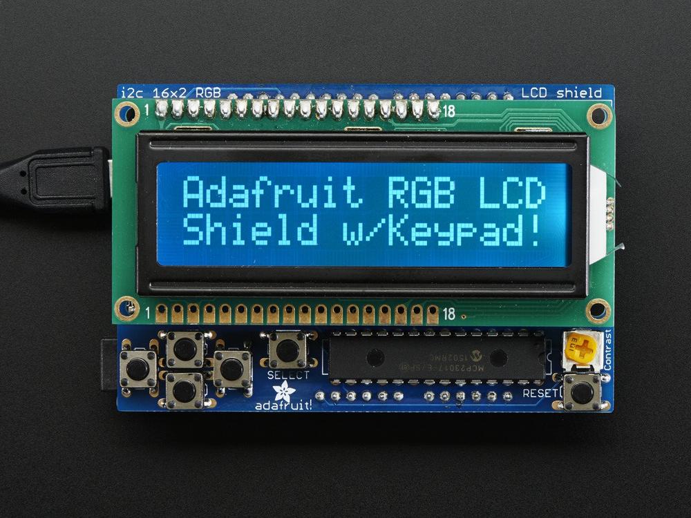 RGB LCD Shield kit met 16x2 karakter Display - Slechts 2 pinnen gebruikt!