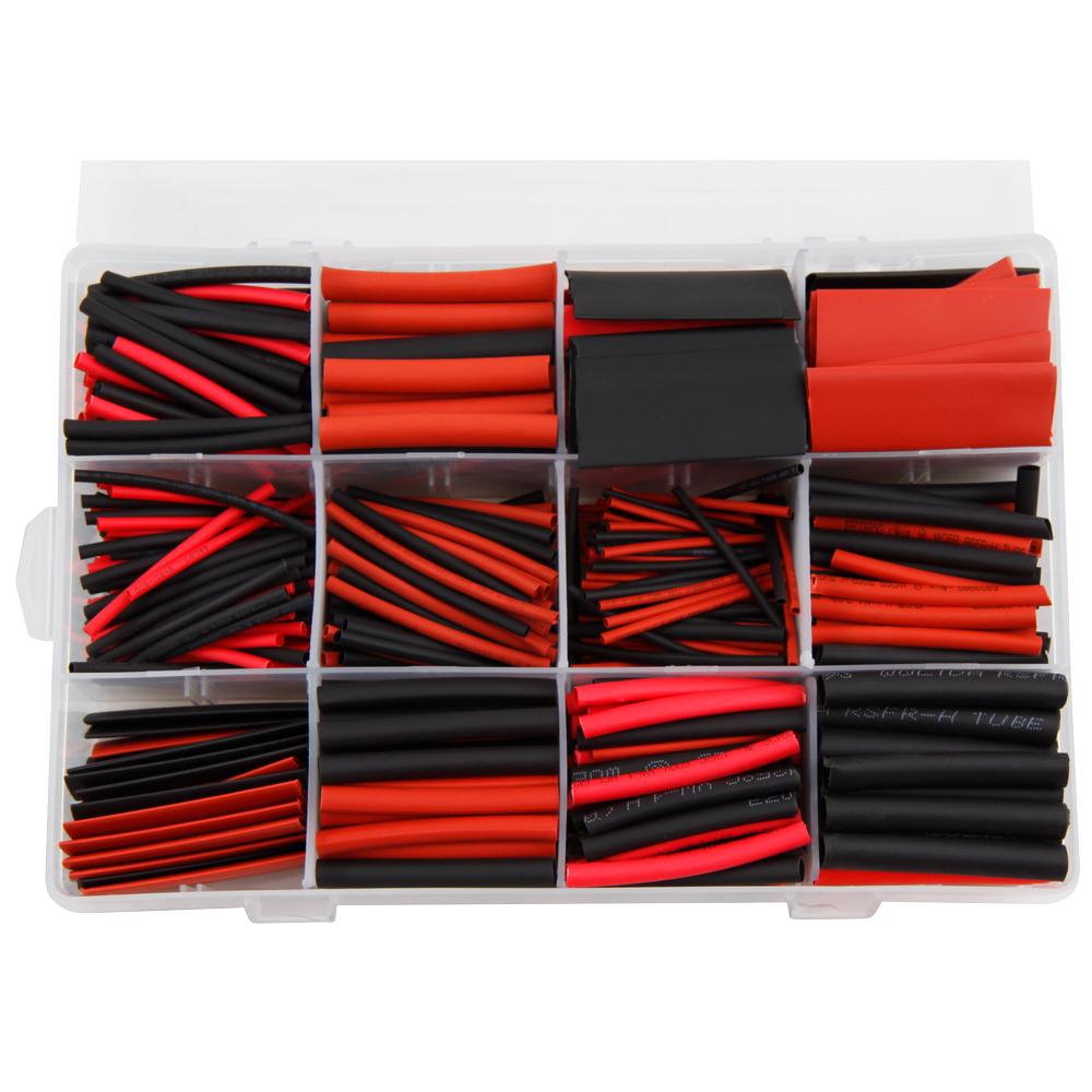 Krimpkousenset, 800 stuks, krimpkousen, 5-kleurige krimpkous, waterdicht, isolatieslang voor kabelisolatie, bescherming kabelconnectoren (2:1 krimpverhouding, 12 maten