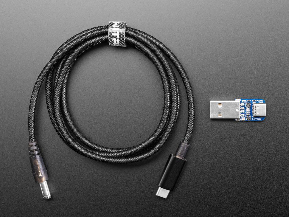 Adafruit Hernoembare USB Type-C PD naar 2.1/5.5mm Barrel Jack-kabel