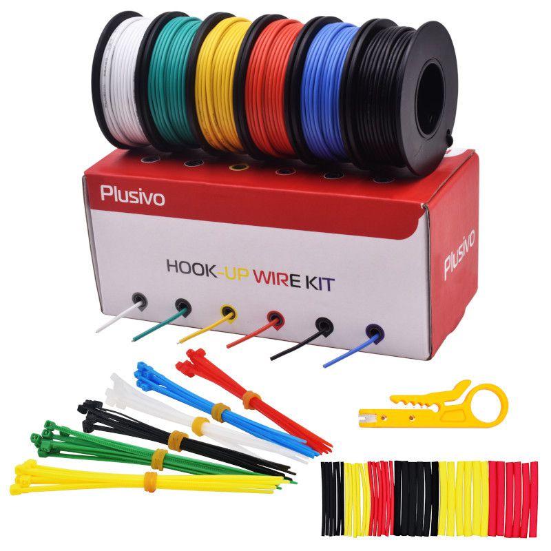 Hook-up Wire Spool Set - 22AWG Solid Core - 10 x 25ft