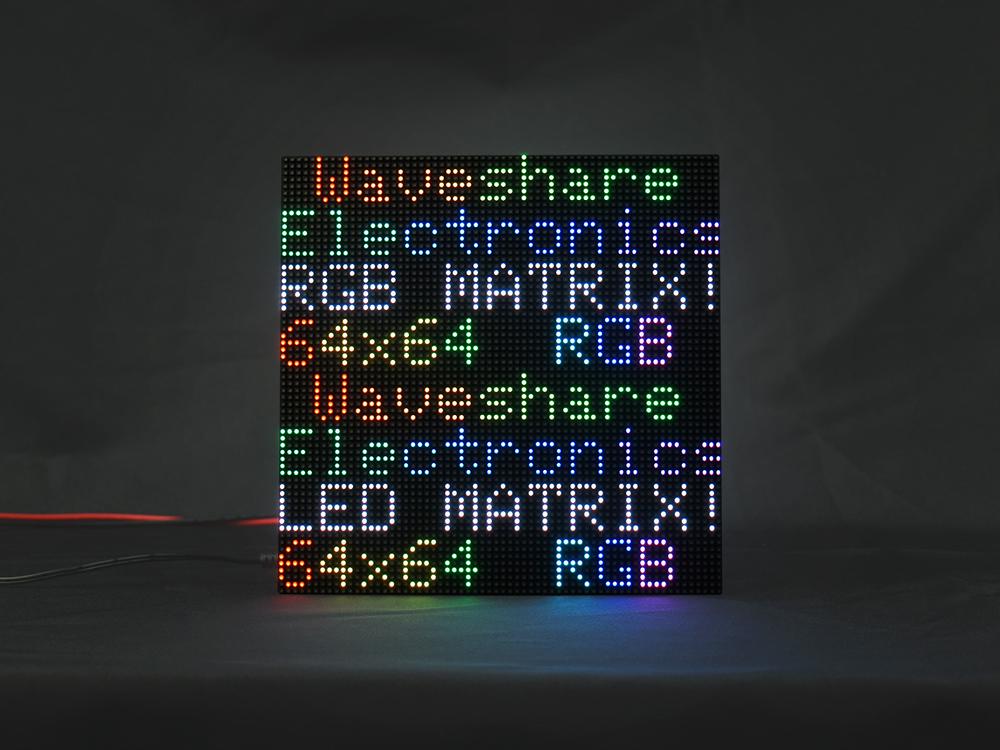 Waveshare Flexible RGB full-color LED matrix panel, 3mm Pitch, 64x64 pixels, adjustable brightness and bendable PCB