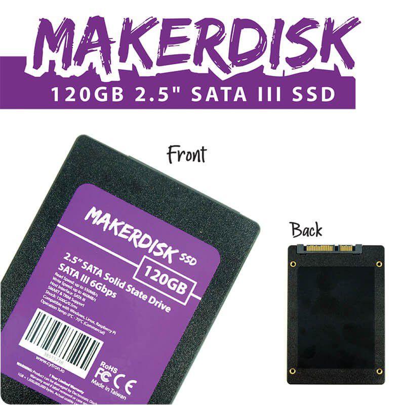 SSD MakerDisk SATA III de 120 GB y 2,5 pulgadas con sistema operativo RPi