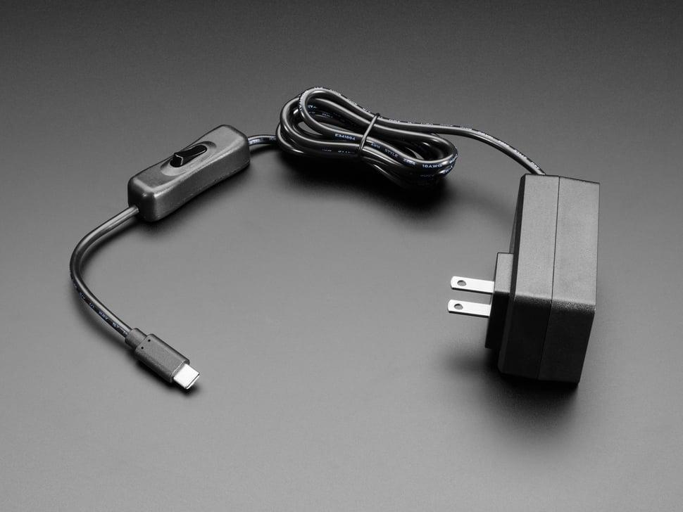 Adafruit Wandvoeding met USB C - 5V 4A output en schakelaar
