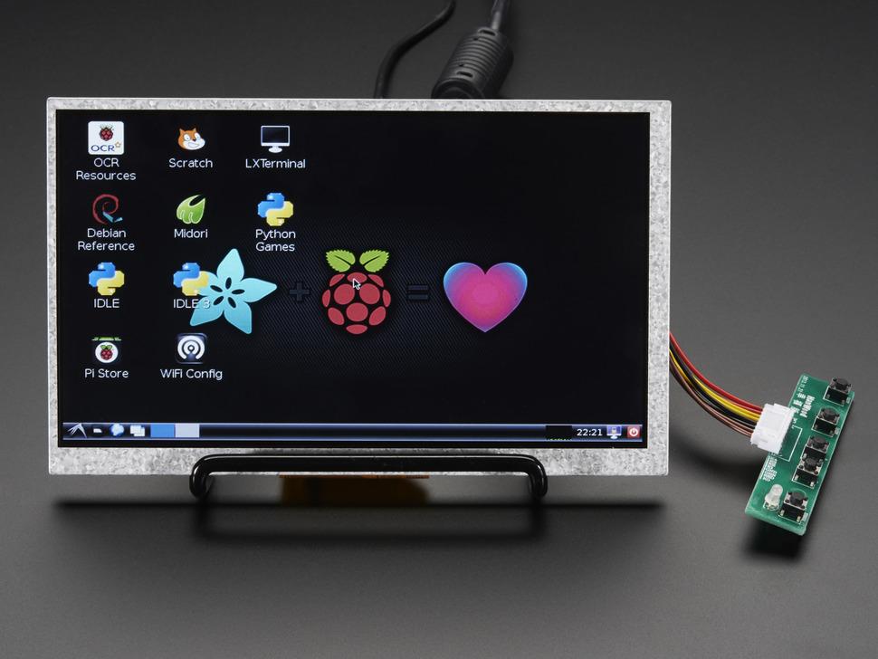 Adafruit HDMI 4 Pi: 7" display zonder touchscreen 800x480 - HDMI/VGA/NTSC/PAL