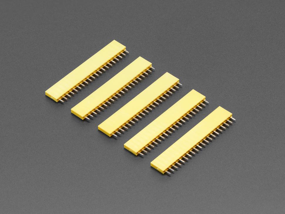Adafruit 20-pins 0,1" female header - Geel - 5 stuks