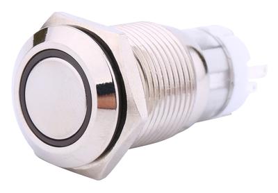 Opencircuit Button with led - Blue - locking - metal 16mm