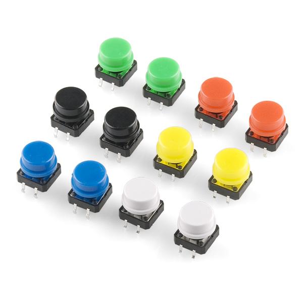 Tactile Button setti - 12 nappia - 6 väriä