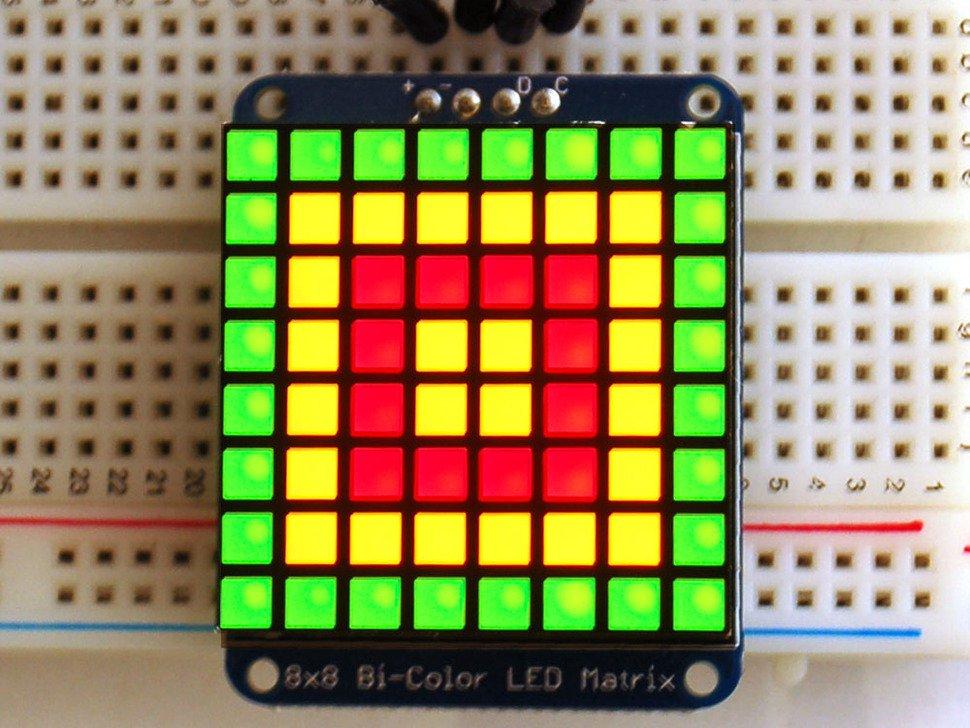 Adafruit Bicolor LED Square Pixel Matrix met I2C-rugzak