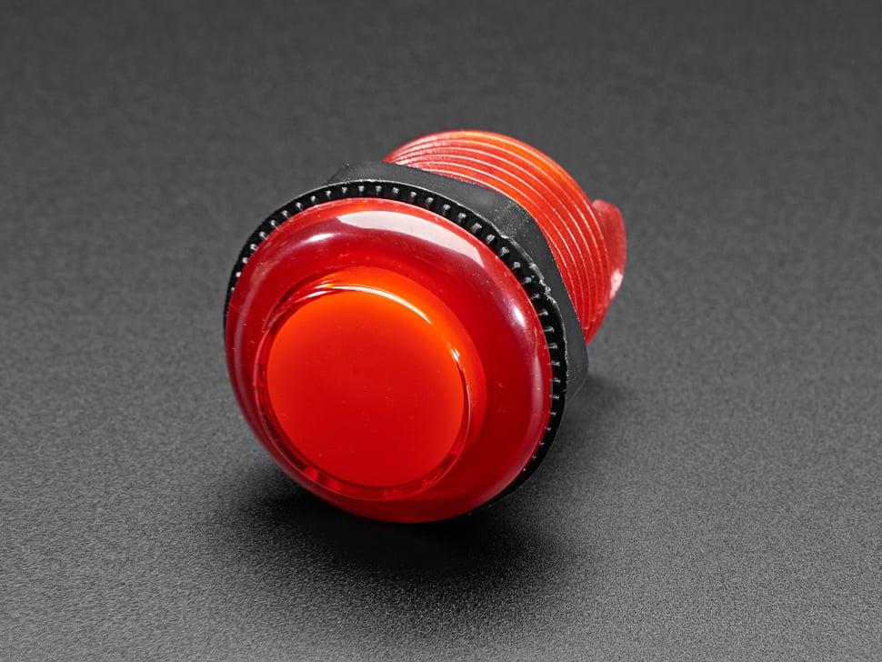 Adafruit Arcade-knop met LED - 30 mm doorschijnend rood