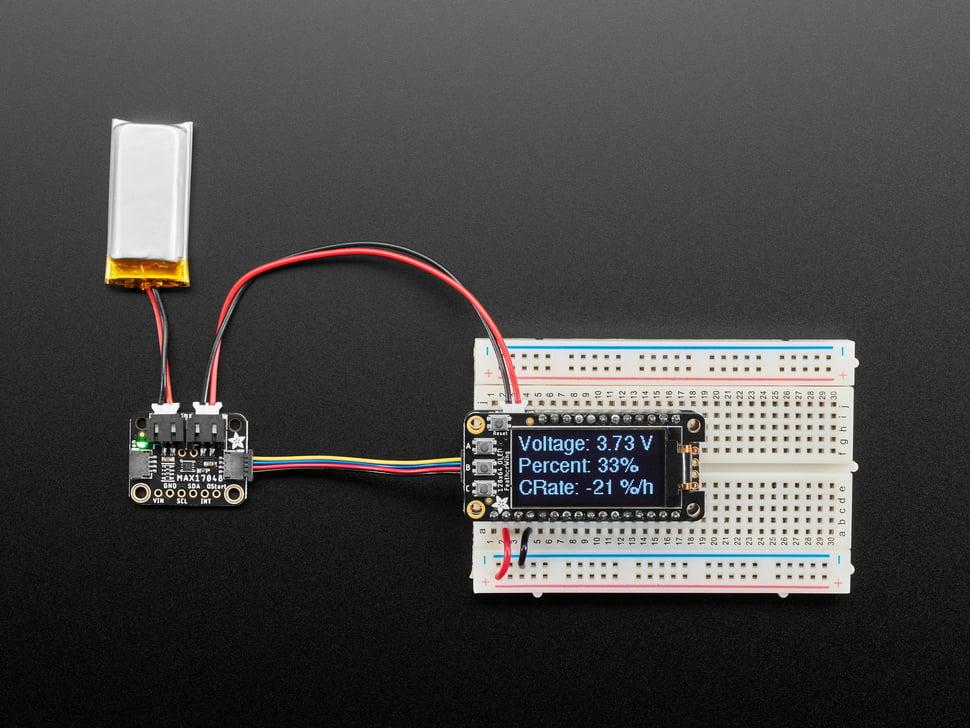 Adafruit MAX17048 LiPoly / LiIon brandstofmeter en batterijmonitor