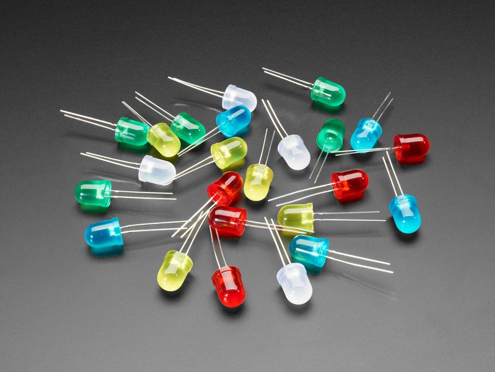 Adafruit Diffuus 10 mm LED-pakket - 5 LED's elk in 5 kleuren - 25 stuks