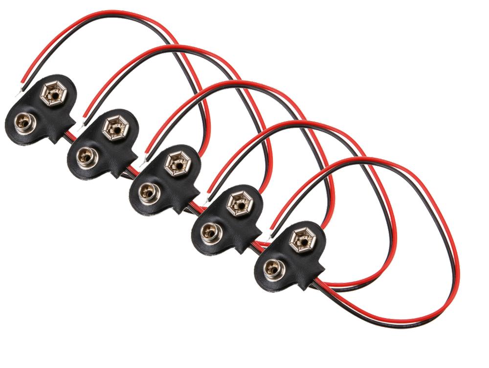 Lot De 5 Connecteurs Batterie 9V Type T - Plastique Noir - Uxcell - Neuf