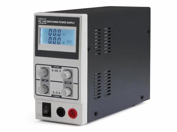 Alimentatore switching da laboratorio cc 0-60 vdc / 0-5 a max con display lcd
