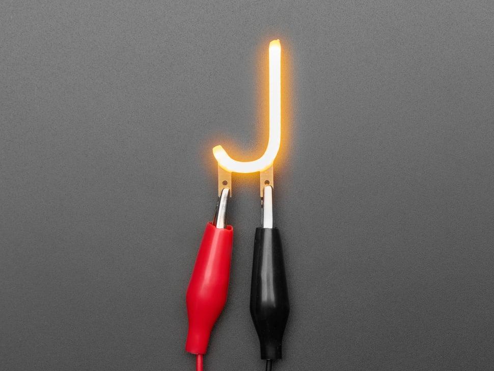 Adafruit Alfabet LED Filament - Warm Witte Letter "J"
