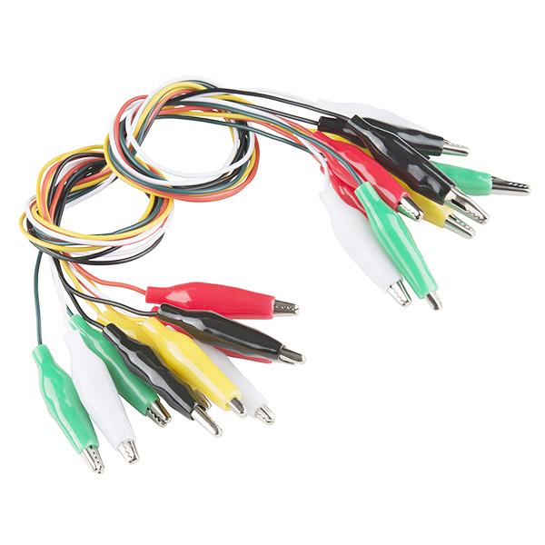 Cables de prueba de cocodrilo: multicolores (paquete de 10)
