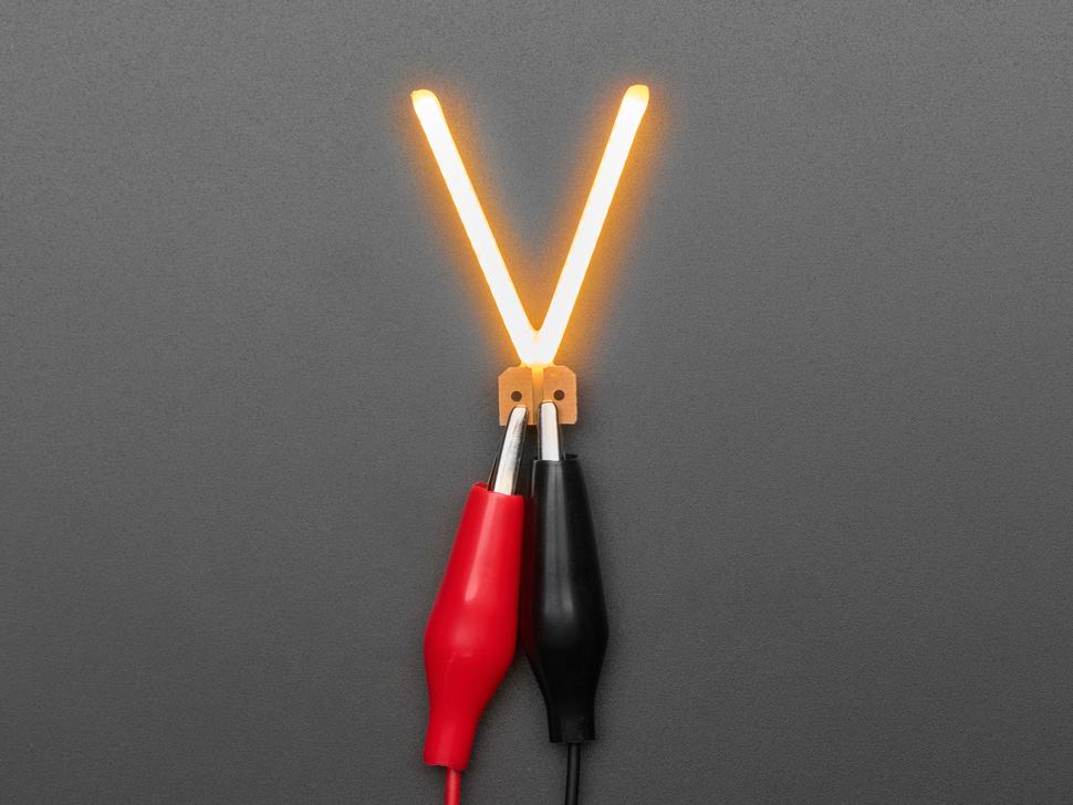 Adafruit Alfabet LED-filament - Warmwitte letter "V"