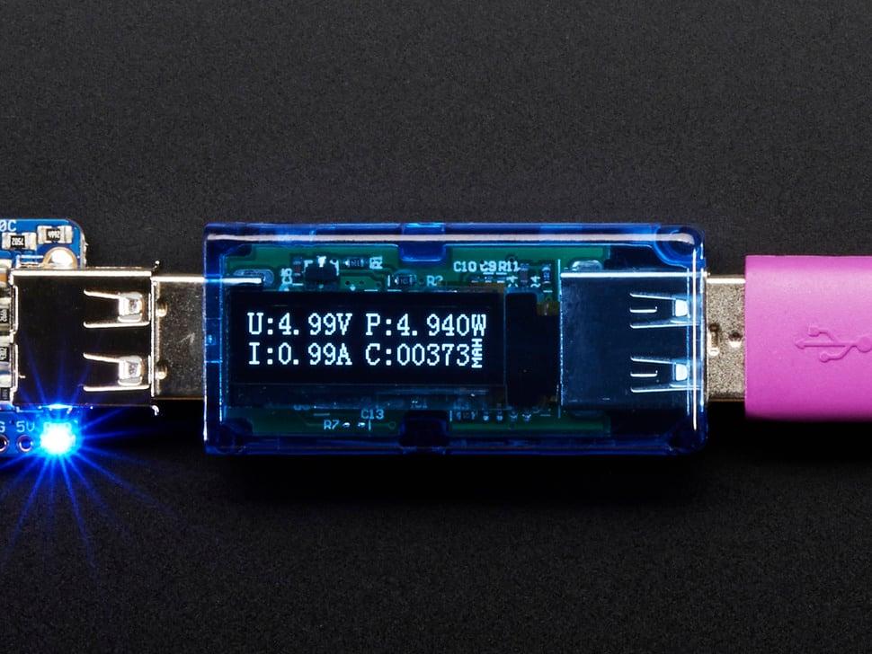 Adafruit USB spanningsmeter met OLED- display
