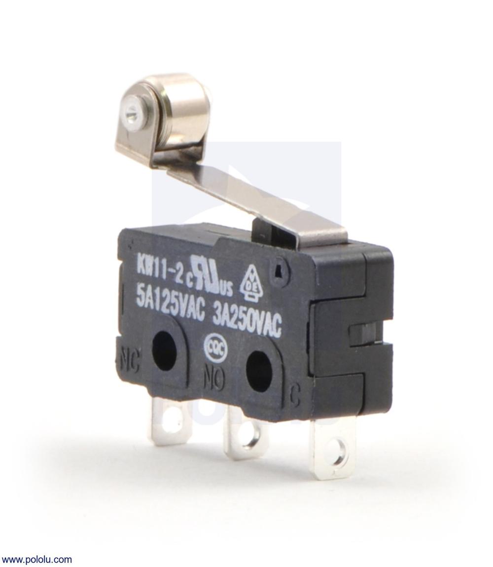 Interruptor de ação instantânea com alavanca de rolo de 16,3 mm: 3 pinos, SPDT, 5A