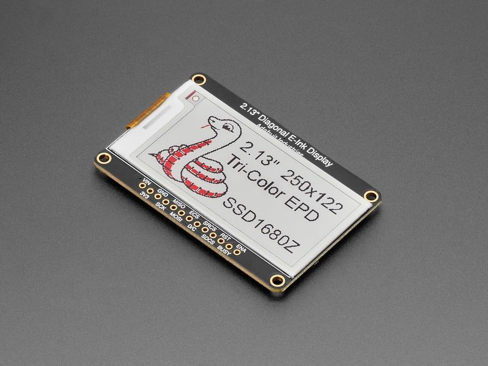Adafruit 2,13" 250x122 driekleuren eInk/ePaper- display met SRAM