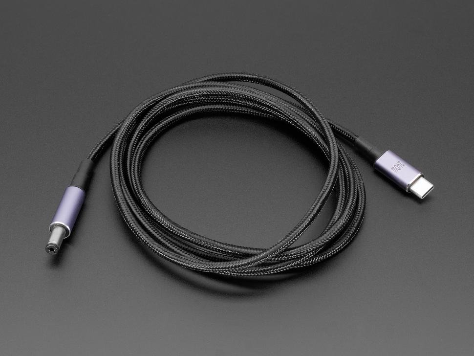 Adafruit Cable USB tipo C 3.1 PD a conector cilíndrico de 5,5 mm - Salida de 28 V y 5 A