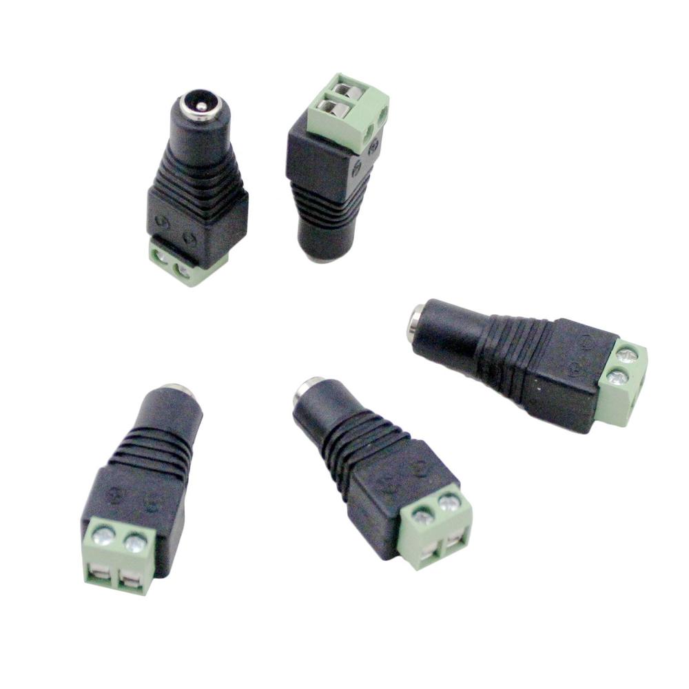 DC Plug female 5,5mm x 2,1mm naar kroonsteen - 5 stuks