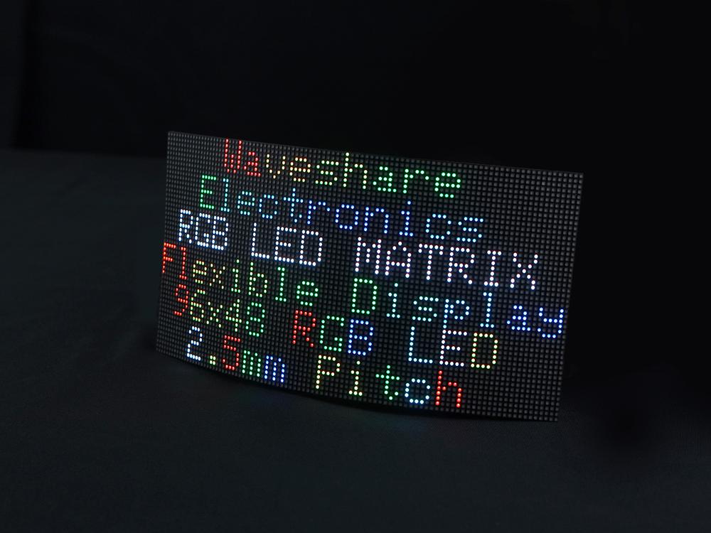 Waveshare Flexible RGB full-color LED matrix panel, 2.5mm Pitch, 96x48 ...