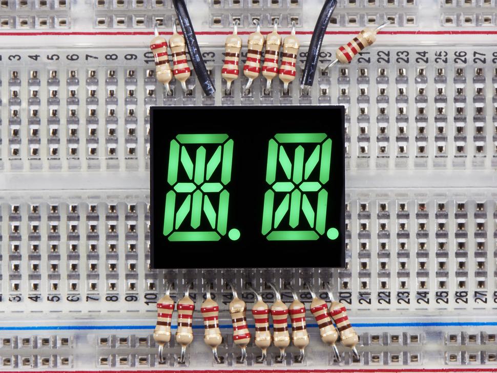 Adafruit Dual Alphanumeric Display - Green 0.54" Digit Height - Pack of 2