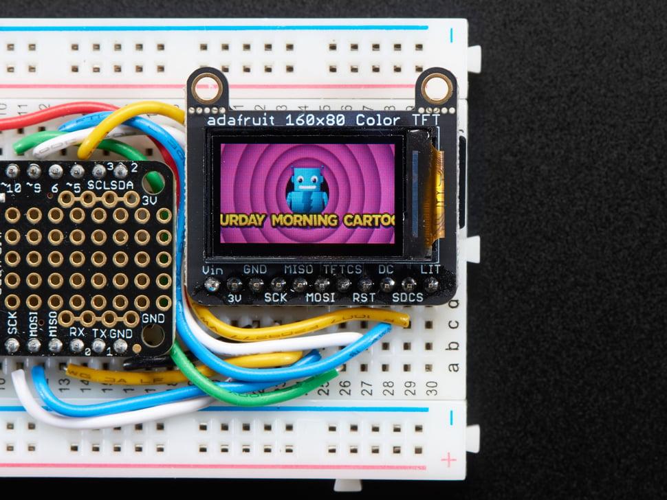 Adafruit 0,96" 160x80 kleuren TFT- display met MicroSD- breakout