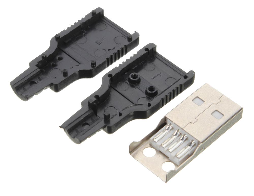 20 Connettori USB 2.0 Tipo A Maschio A Saldare - Con Guscio In Plastica Nera - Per Riparazioni E Progetti Fai Da Te