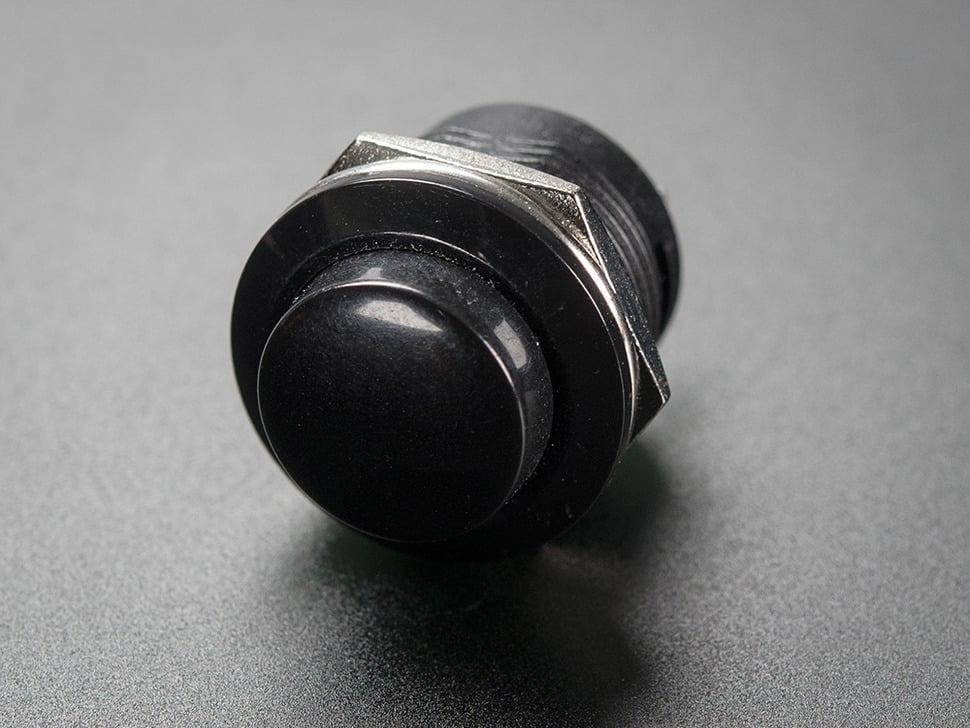Adafruit 16 mm panelmonteret momentan trykknap - sort
